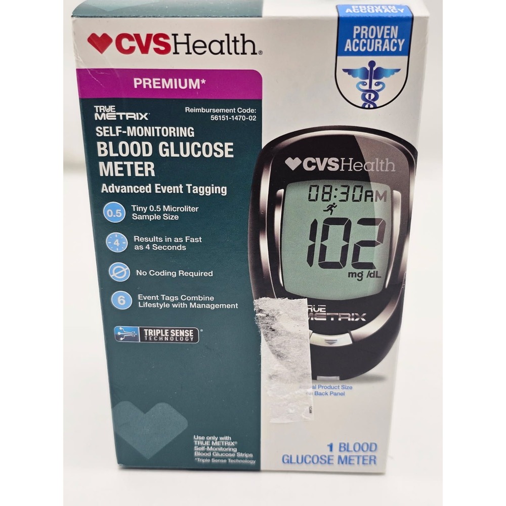 CVS Health Blood Glucose Meter Unisex OS New True Metrix Monitoring System